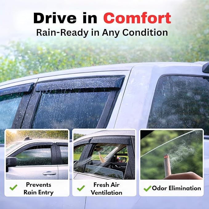 KPY Rain Guards Fit for 2023-2025 Nissan Ariya, Out-Channel Window Visors Vent Wind Deflectors 4PC, Car Accessories for 23-25 Ariya