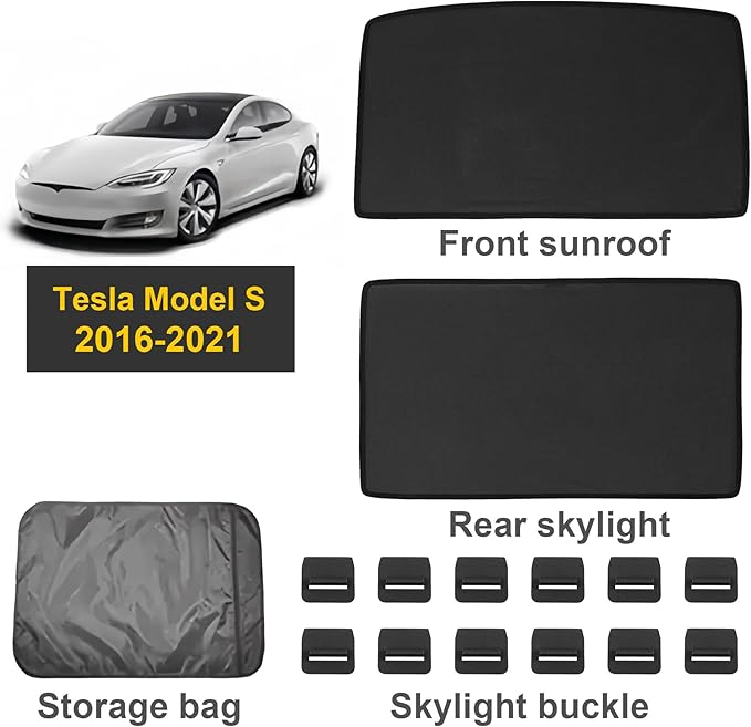 2021 2020 2019 2018 2017 2016 Tesla Model S Glass Roof Sunshade UV Ray Protection, Foldable Sunroof Sunshade Top Window Sun Shades for Tesla Model S