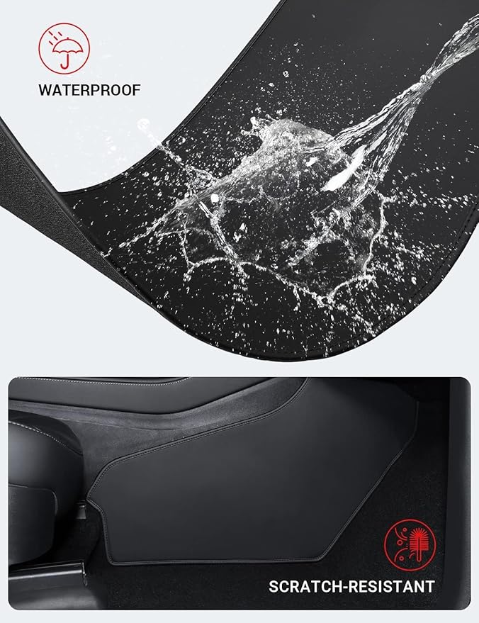 BASENOR Upgrade Center Console Side Anti-Kick Mats for Tesla Model Y 2020-2024 Waterproof & Dust Resistant Protector Cover Leather Pad Proprietary Design Model Y Interior Accessories 2PCS