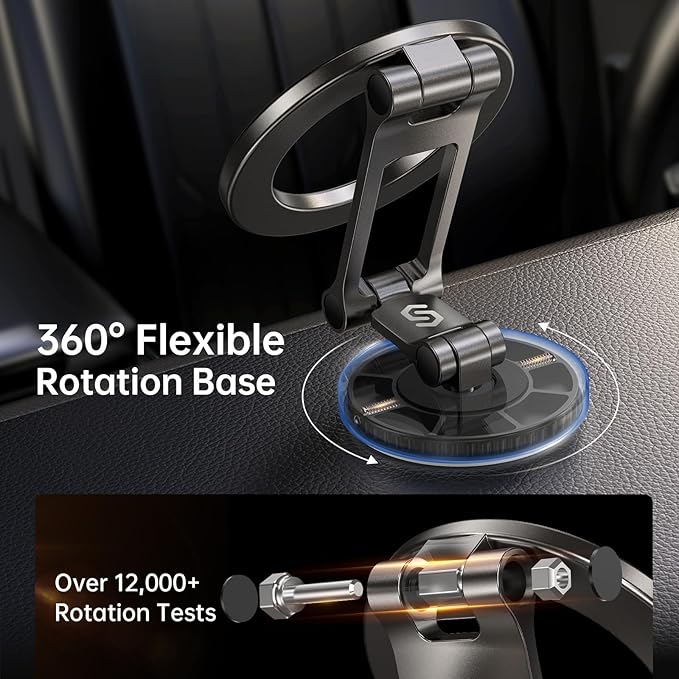Syncwire Fits MagSafe Car Mount for Car Dash&Tesla Screen[All-Metal] Magnetic Phone Holder, [Flexible Three-axis]360° Rotation Car Mount Strong Magnets Car Phone Holder for iPhone 17 16 15 14 Pro Max
