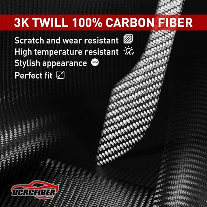 Genuine Carbon Fibre Exterior Door Handle Protector, Suitable for All Tesla Model 3/Model Y (Silver)