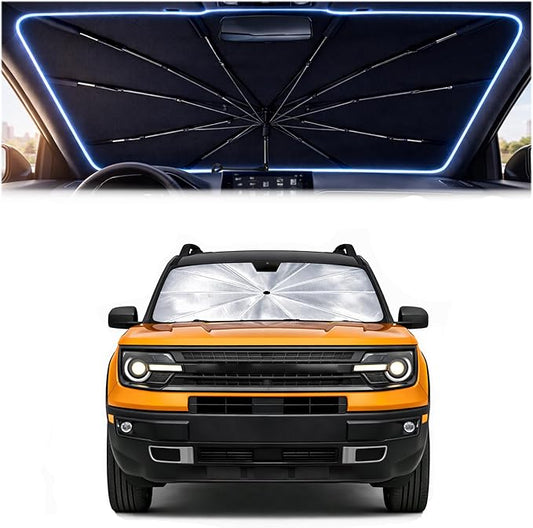 2026 Upgraded Car Windshield Sun Shade Umbrella - Custom-Fit For Ford Bronco Sport 2021-2026 Umbrella Sunshade,Easy Install,UV Protection & Heat Reflective,Keep Interior Cooler with Storage Bag