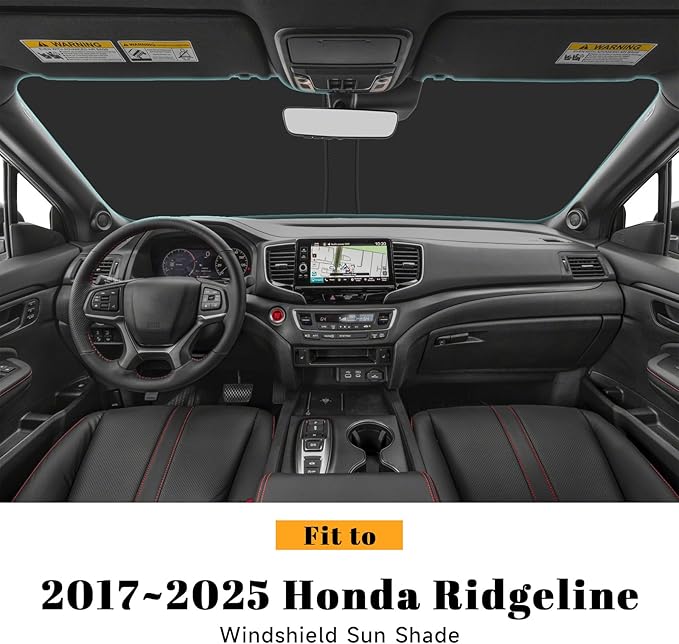 Car Windshield Sun Shade for Honda 2017-2025 2026 Ridgeline Accessories (OEM Design) Reflective Foldable Heat Insulation Sunshade for Ultimate Protection