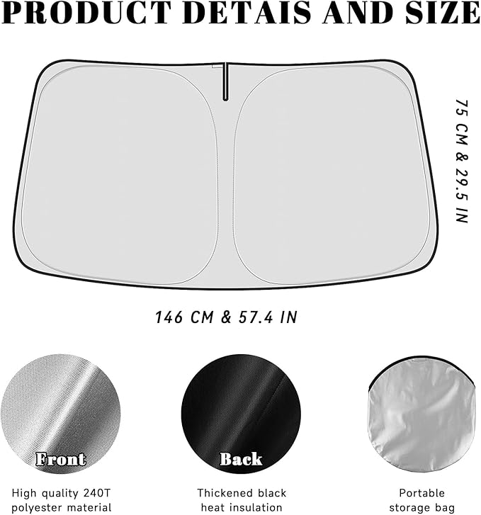 Car Windshield Sun Shade for Toyota 2014-2019 Highlander Accessories (OEM Design) Reflective Foldable Heat Insulation Sunshade for Ultimate Protection