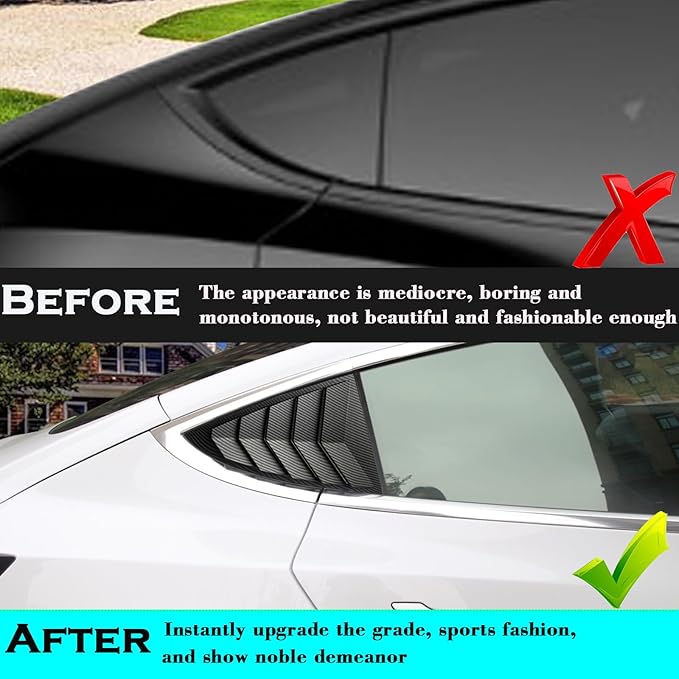 YHCDSEA for Model 3 Rear Side Window Shutter Cover Louver Sport Style Cool Exterior Decoration fit for Tesla Model 3 2017-2026 Accessories (Matt Carbon Fiber Pattern)