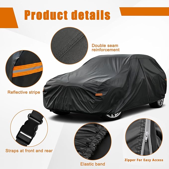 Kayme 7 Layers Car Cover Custom Fit for Toyota Sienna Minivan (1997-2025) Waterproof All Weather for Automobiles, Outdoor Full Cover Rain Sun UV Protection.Black