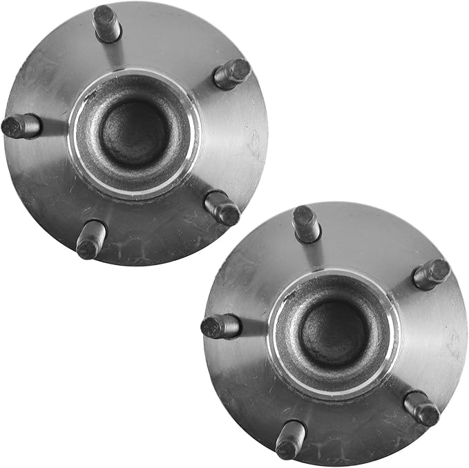 TRQ Rear Wheel Bearing and Hub Assembly Set 2 Piece Compatible with 04-12 Chevrolet Malibu 05-10 Pontiac G6 4 Wheel ABS 09-10 Cobalt SS 5 Lug Wheels 08-10 HHR 07-09 Saturn Aura 09 Panel