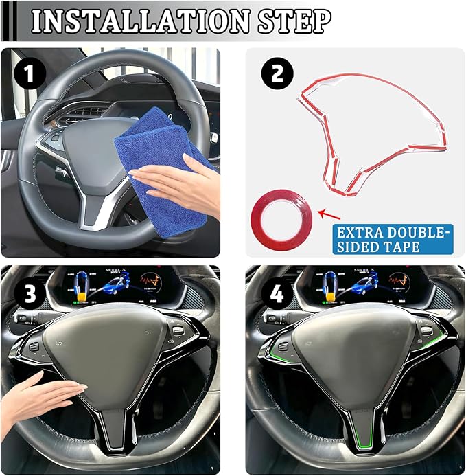 Car Center Console Steering Wheel Cover Frame Trim for Tesla Model X Model S 2014-2024 Interior Accessories ABS Gloss Black Inner Decoration