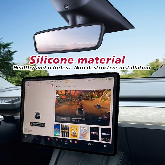 SXunakou 2024-2025 Tesla 3/2025 Tesla Y-Shaped Center Console Cover, Central Screen Silicone Protective Cover, and Interior Rearview Mirror Protective Cover Internal Accessories (Black 3/Y-3 pcs)