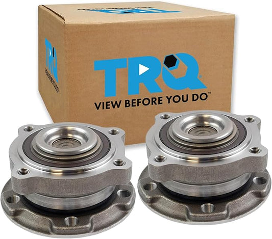 TRQ 2 Piece Front Passenger Side Wheel Bearing & Hub Assembly Set with ABS Sensor Compatible with 2014-2016 BMW X5 2015-2016 X6