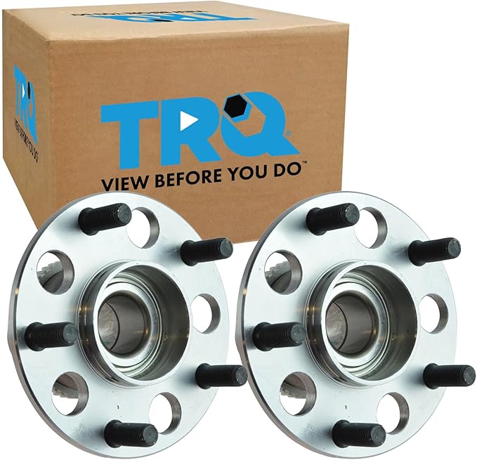 TRQ 2 Piece Rear Passenger Side Wheel Bearing & Hub Assembly Set Compatible with 1997-2001 Acura Integra