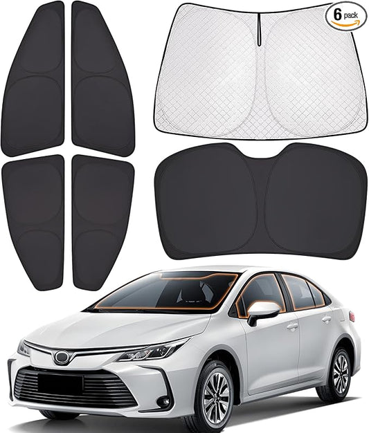 XCBYT 2019-2023 Corolla Full Coverage Window Shades | 6-Layer Blackout Insulated Sun & UV Protection | Custom Fit Privacy Covers for Camping, Sleeping & Car Living (6 PCS)