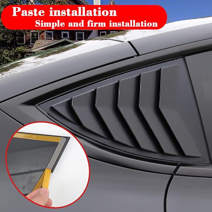 YHCDSEA for Model Y Side Window Louver Cover Sport Style for Tesla Model Y 2021 2022 2023 2024 2025 2026 Accessories (Matt Black)