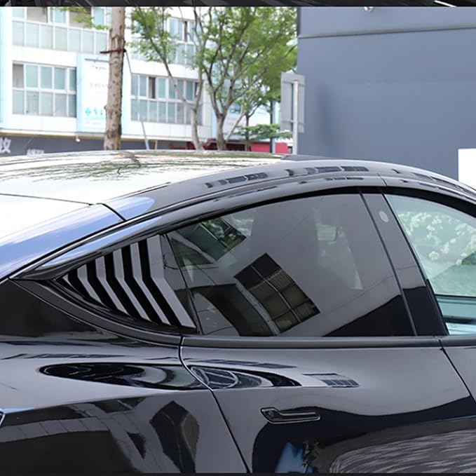 for Model Y Side Window Louver Cover Sport Style for Tesla Model Y 2021 2022 2023 2024 2025 Juniper Accessories 2Pcs(Glossy Black)