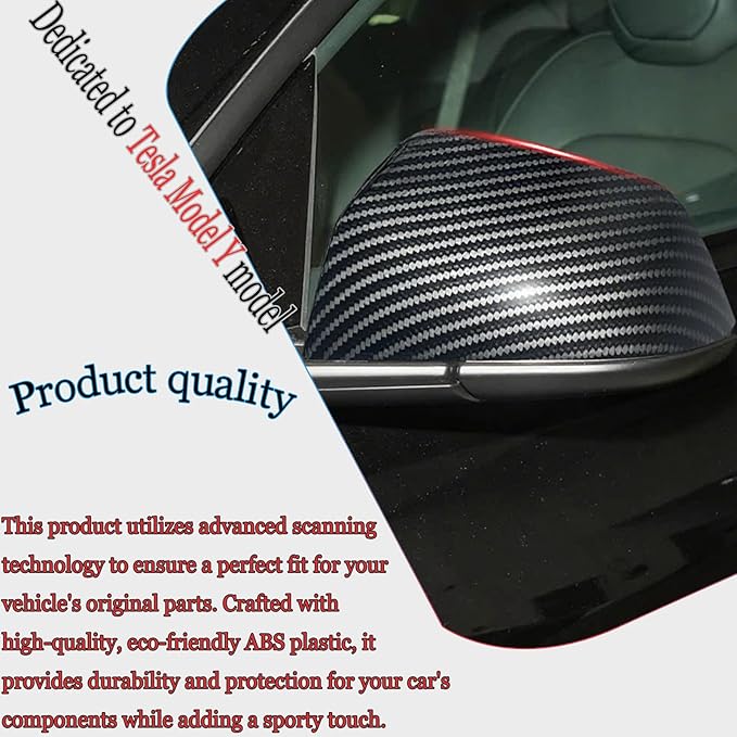 Side Mirror Cover,for Tesla Model Y 2026 2027，2PCS Turn Signal housing Cover Sets car Accessories -Carbon Fiber（OEM-Style Adhesive Tape Design）