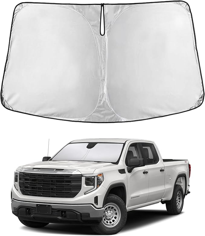 EcoNour Windshield Sunshade Compatible for Chevy Silverado/GMC Sierra 1500 2500 3500 2019-2024 2025 2026, Front Windshield Sun Shade Cover, UV Heat Protector, Car Sun Visor Interior Heat Protection