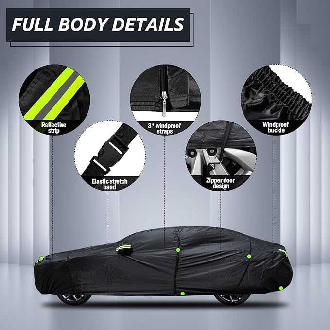Migaven 6 Layers Car Cover Custom Fit for Dodge Challenger 2008-2025, Waterproof Full Exterior Cover Rain Sun Protection with Door Zipper & Inner Cotton