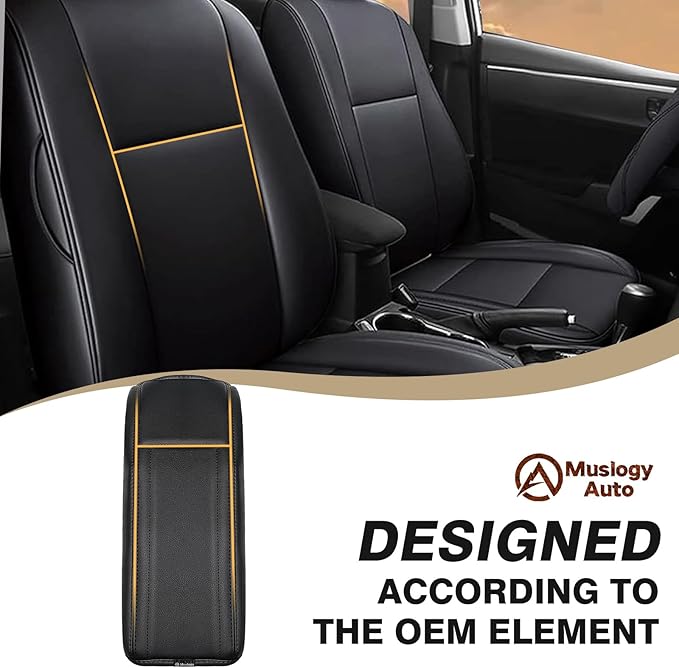 Muslogy Center Console Armrest Cover Fit for Toyota RAV4 2013-2018 Accessories, Comfort Armrest Pad Console Lid Cushion Vegan Leather Regular Thick