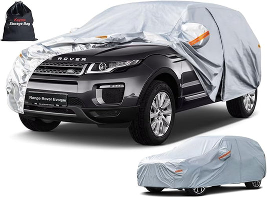 Kayme 6 Layers SUV Car Cover Custom Fit for Land Rover Range Rover Evoque (2011-2026), Waterproof All Weather for Automobiles,Rain Sun UV Protection.Silver