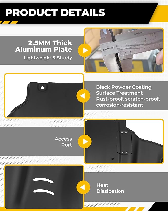 Aluminum Rear Skid Plate Fits for Tesla Model 3 2017-2025 & Tesla Model Y 2020-2024 Guard Plate Under Engine Guard Cover Chassis