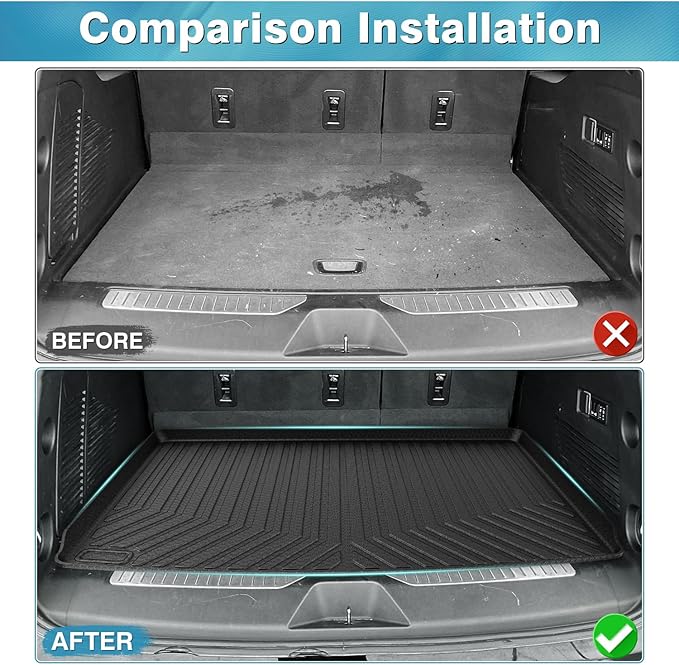 Mixsuper Cargo Liner for Chevrolet Suburban/GMC Yukon XL 2021-2025 2026, All Weather Trunk Liner Rear Cargo Mat Behind The 3rd Row Seats Black