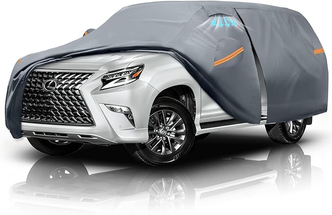 Waterproof Lexus GX(2013-2026) Car Cover with Breathable Vents, [2025 Upgrade] Premium Covers with Cotton Liner and Zipper Door,Sun Rain Snow Dust Uv Protection.(Gift with Towel)