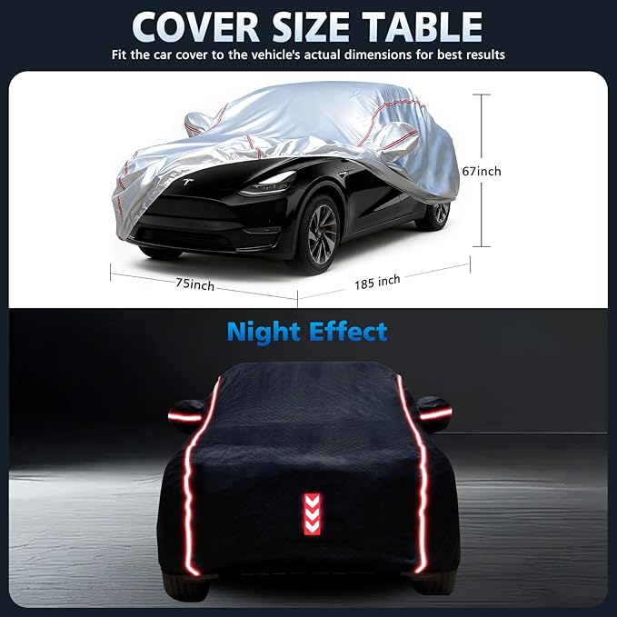 Car Cover Waterproof All Weather for Tesla Model Y 2020-2025,All-Around Fastening and 4 Upgrades, 30s Quick-Install for Car Cover