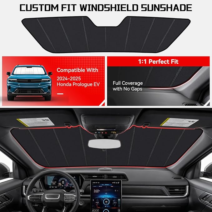 Windshield Sun Shade Custom Fit for Honda Prologue EV 2024-2026, Accordion Folding Thick Window Sunshade Block Heat 99% UV Rays Sun Visor Keep Cooler Car Accessories