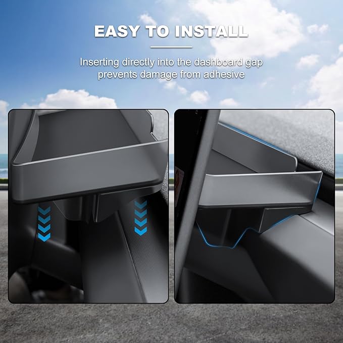 for Tesla Model 3 2026 Upgrade Behind Screen Storage Box Dashboard Organizer Tray Non-Slip Sunglass Holder Tissue Holders for 2024-2026 Tesla Model 3 and 2025-2026 Model Y Juniper