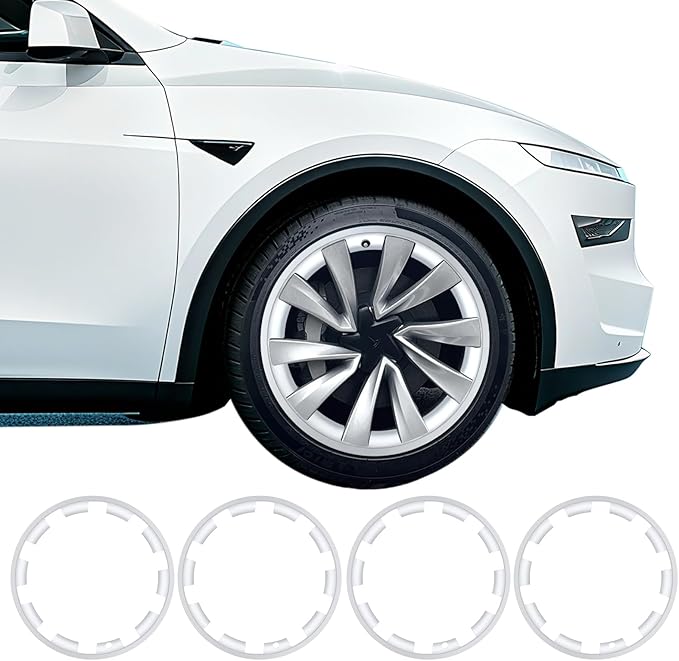 Tesla Wheel Cover 2026 Model Y|Wheel Rim Protector Fit Juniper 20" Helix 2.0 Wheels 4PCS ABS Guard Hubcap Cover for Curb Rash Prevention| Tesla Model Y Juniper Accessories 2025 2026 |Silver(Set of 4)