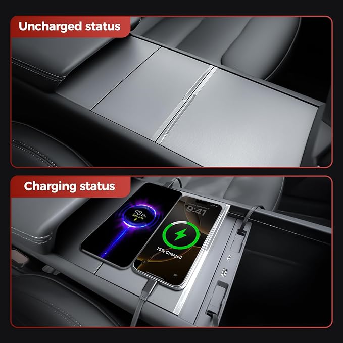 USB Hub for Tesla Model Y Juniper Accessories 2026 & Model 3 Highland 2025 Accessories, Hidden Console Phone Charger Hub, Center Console Interior (1-Type C for ModelY/3 Juniper&Highland)