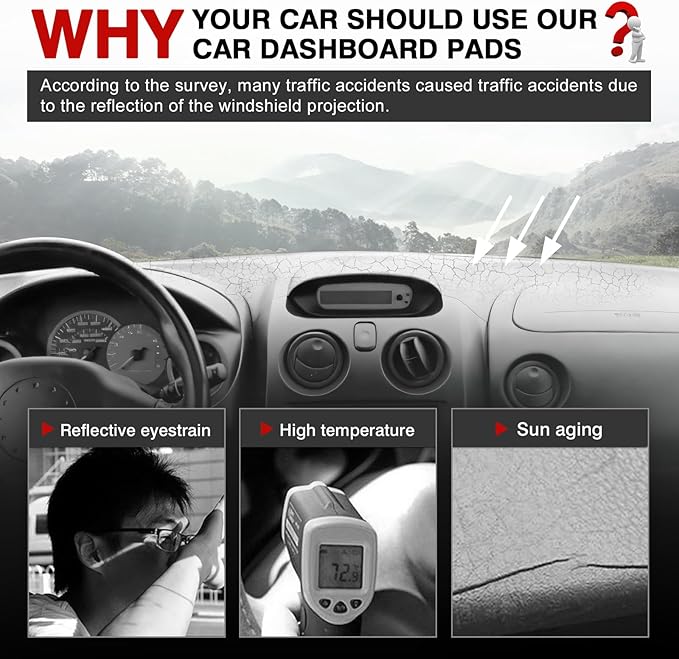 Autorder Dashboard Cover Mat for Mitsubishi Eclipse/Eclipse Spyder/Chrysler Sebring/Dodge Stratus 2000-2005 Accessories Dash Cover Upgrade Flannel Dash Mat Sunshade Glare UV Rays Protector