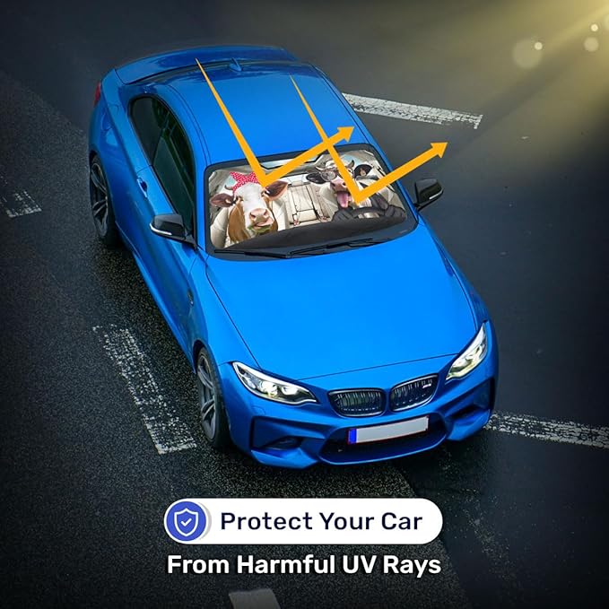 Horror Windshield Sun Shade for Car SUV Truck (55x30 Inches), Front Window Visor for Windows, Protector Blocks UV