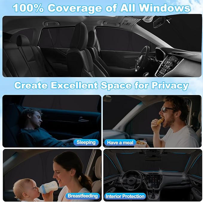 XCBYT 2021–2024 Outback Window Covers | 6-Layer Full Coverage Window Shade 99% Blackout Insulated Sun & UV Protection | Custom Fit Privacy Covers for Camping, Sleeping & Car Living (8 PCS)