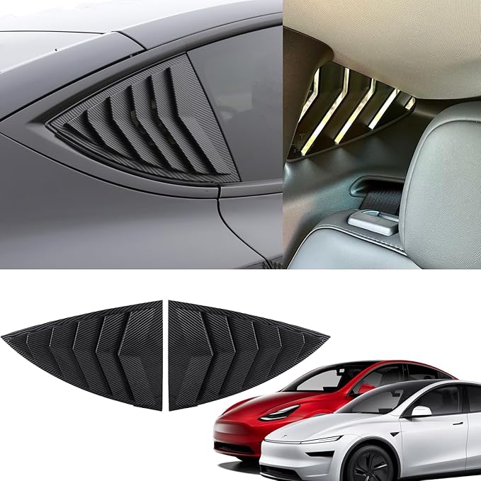 YHCDSEA for Model Y Side Window Louver Cover Sport Style for Tesla Model Y 2021 2022 2023 2024 2025 2026 Accessories (Matt Carbon Fiber Pattern)