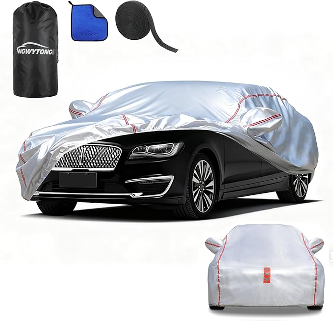Car Cover Waterproof All Weather for Lincoln MKZ 1993-2025,All-Around Fastening and 4 Upgrades, 30s Quick-Install for Car Cover