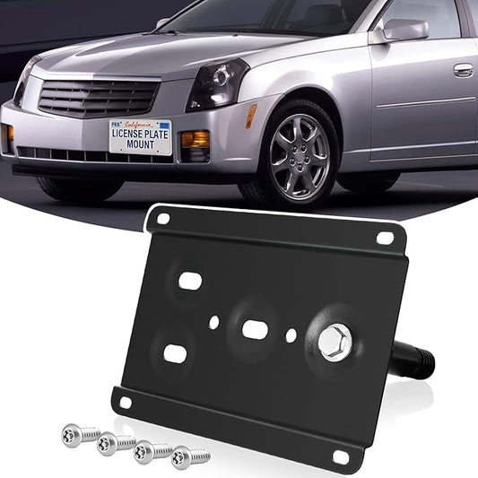 License Plate Holder Front License Plate Bracket No Drill Tow Hook Mount Anti-Theft License Plate Frame Compatible with 2008-2013 Cadillac CTS and CTS-V, 2013-2019 ATS
