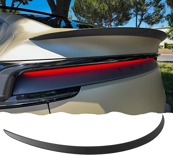 STSEV01 Rear Spoiler Fit for New Tesla Model Y Juniper 2026, Upgraded Sporty Performance OEM Appearance Type, Rear Trunk Lip Wing Exterior Accessories, Tape Installation (Carbon Fiber Style)