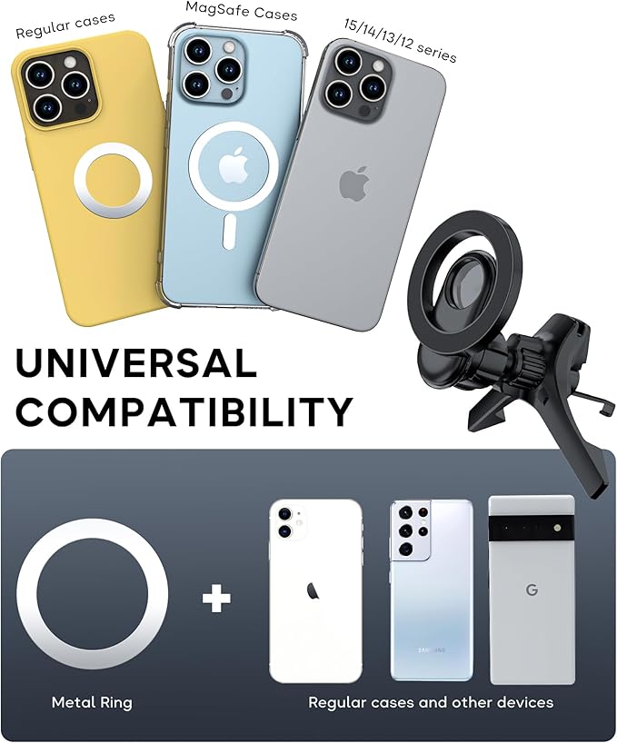 for MagSafe Car Mount, Air Vent Phone Holder Car, Hands Free Cell Phone Holder Clip Car fit iPhone 17 16 15 14 13 Pro Plus Max Cradles