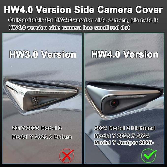 for Model Y Juniper HW4.0 Side Camera Full Cover Protection 2024 Tesla Model 3 Highland - Compatible with Tesla Accessories Carbon Fiber Turn Signal Covers(2Pcs Black Glossy Carbon Fiber Full Cover)
