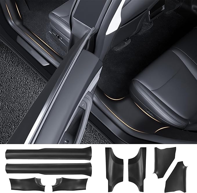 8Pcs Door Sill Protector for Tesla Model Y Juniper 2025 2026 Front and Rear Door Pedal Kick Protection ABS Material Door Entry Guard Anti-Kick Full Protect Door Entry Cover