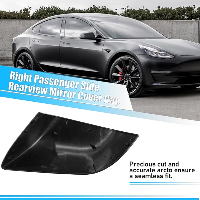 Jaronx Compatible with Tesla Model 3 Side Mirror Cover Replacement 2017 2018 2019 2020 2021 2022 2023 2024 2025, Passenger Door Wing Rear View Mirror Cover Caps for Tesla Model 3 Accessories(Black)