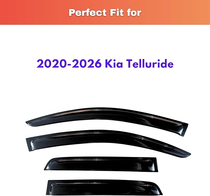 KPY Rain Guards Fit for 2020-2026 Kia Telluride, Out-Channel Window Visors Vent Wind Deflectors 4PC, Car Accessories for 20-26 Telluride