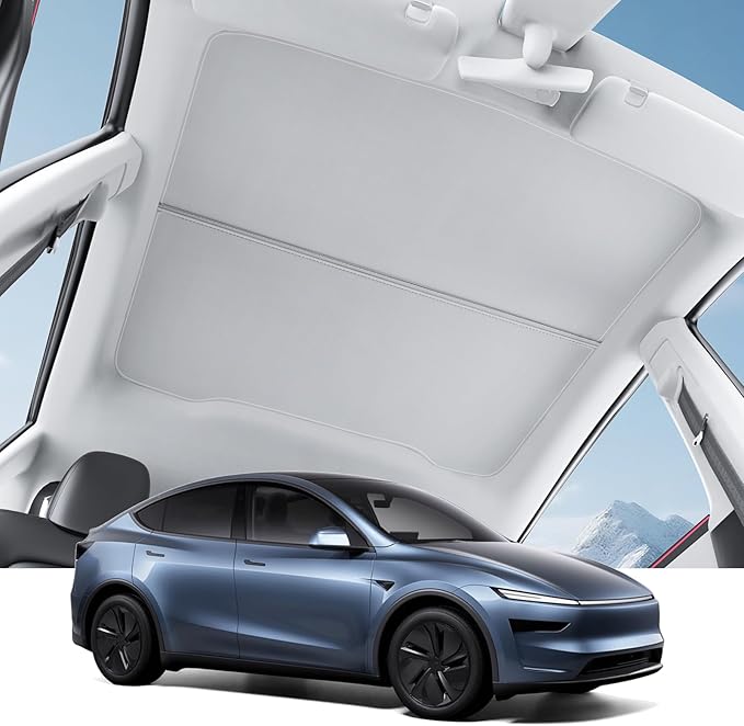 Motrobe 2026 Tesla Model Y Juniper Sunshade Roof [No Gap No Sag] Nano Ice-Crystal Glass Roof Sun Shade Heat Insulation Model Y Juniper (Only Premium & Performance 2025/2026) Accessories Gray