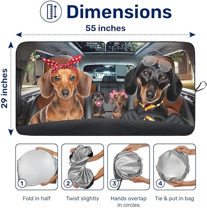 Horror Windshield Sun Shade for Car SUV Truck (55x30 Inches), Front Window Visor for Windows, Protector Blocks UV