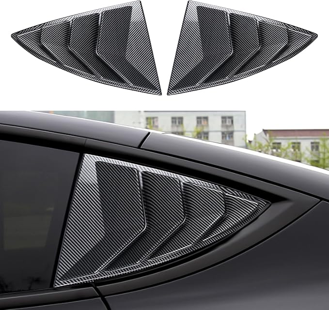 Window Louvers Fits for Tesla Model Y 2021 2022 2023 2024 2025 Accessories Rear Side Window Louvers Windshield Sun Shade Cover Auto Exterior Decoration Trim Accessories(Carbon Fiber)