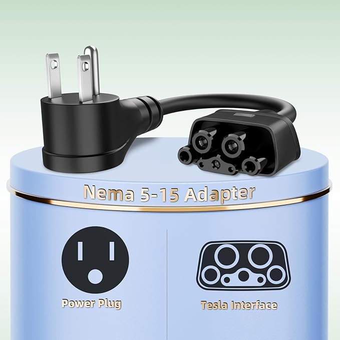 for Tesla NEMA 5-15 Adapter, Max 12 Amp Neme-5-15 Fast Charging Adapter for Tesla Model S 3 X Y to Charge at 4-Prong Dryer 250V Outlet, 11.8 Inch in Length -Safe and Durable Black
