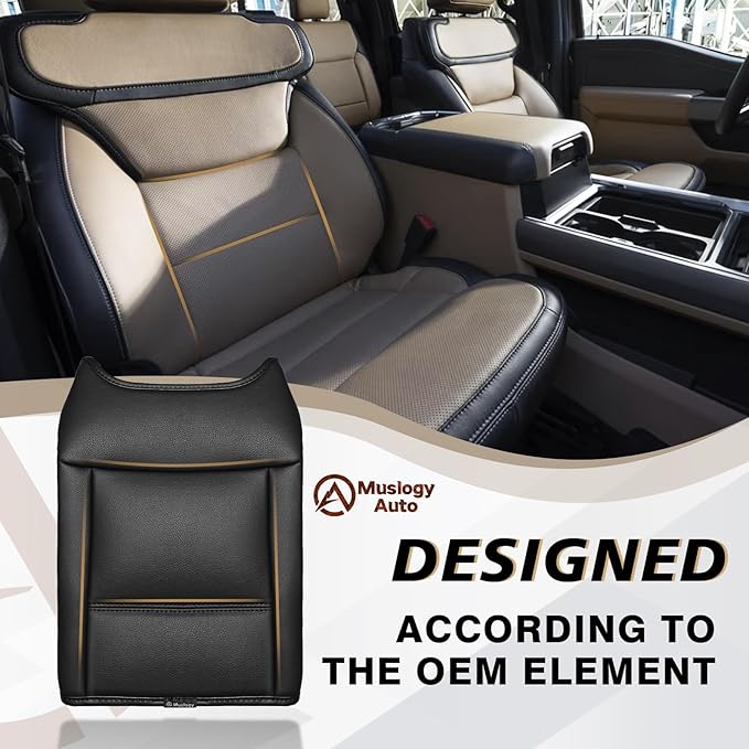 Muslogy Center Console Armrest Cover Fit for Ford F250 F350 F450 2023-2025 2026 Super Duty Accessories, Comfort Armrest Pad Console Lid Cushion Vegan Leather Regular Thick(Bucket Seat ONLY)