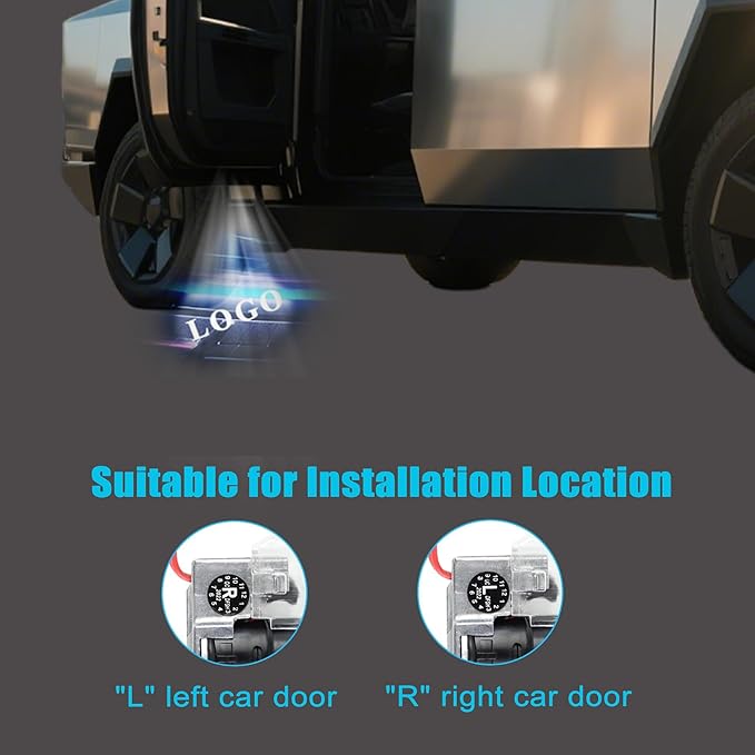 Never Fade LED Car Door Light Door Light Logo Welcome Logo Lights Accessories Compatible Model Y 3 X S(Shield T) （4PCS）