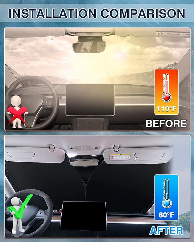 Karltys Windshield Sun Shade for 2022-2025 2026 Lexus NX NX250 NX350 NX350h NX450h+ Accessories, UPF50+ Reflective Front Window Sunshade for Lexus NX Foldable Sun Visor Protector Keep Car Cooler